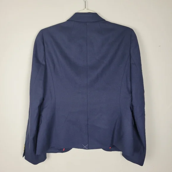 J.CREW Dalton Navy Blue Preppy Academia Blazer Size 4 Wool Blend Italy - Picture 7 of 10